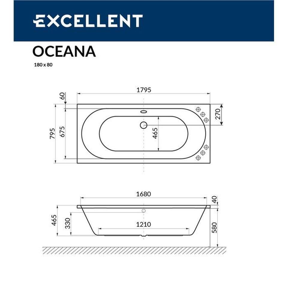 Фото №8  Ванна EXCELLENT Oceana 180x80 "LINE" (бронза)