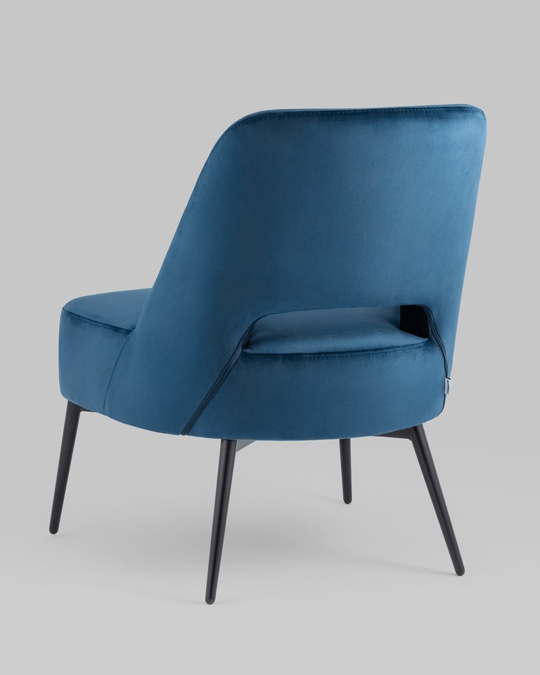 Фото №10  Кресло Кресло лаунж Бостон велюр синий