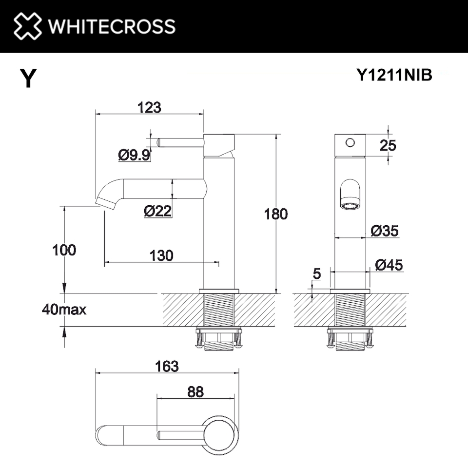 Фото №3  Смеситель для умывальника WHITECROSS Y Y1211NIB (брашированный никель)