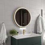 Превью фото №4  Watersense Зеркало Lina Supernova Gold D80, LED подсветка, сенсор, антипар T20123