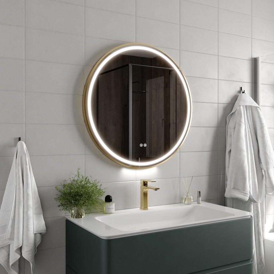 Фото №32  Watersense Зеркало Lina Supernova Gold D80, LED подсветка, сенсор, антипар T20123