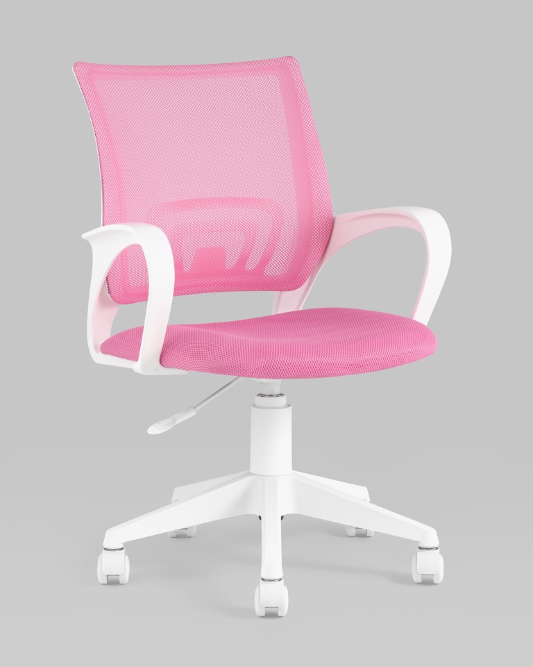 Фото №9  Кресло Кресло офисное TopChairs ST-BASIC-W розовый крестовина пластик белый