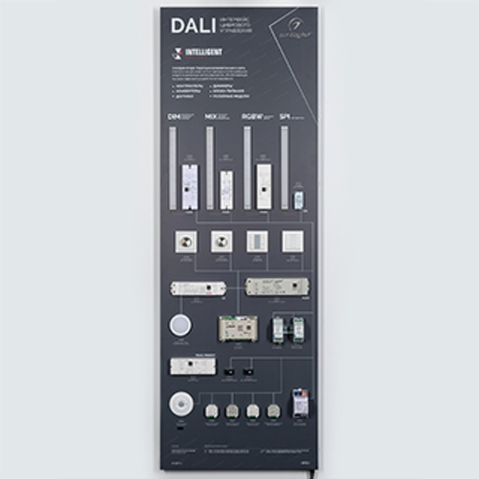 Фото №1  Arlight Стенд Системы Управления DALI 1760x600mm (DB 3мм, пленка, лого) ( -)