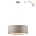 Превью фото №1  Подвесной светильник LUMION 8251/3 MODERNI LN26 530  никель/серый, металл/текстиль Подвес Е27 3*60W 220V NIKKI