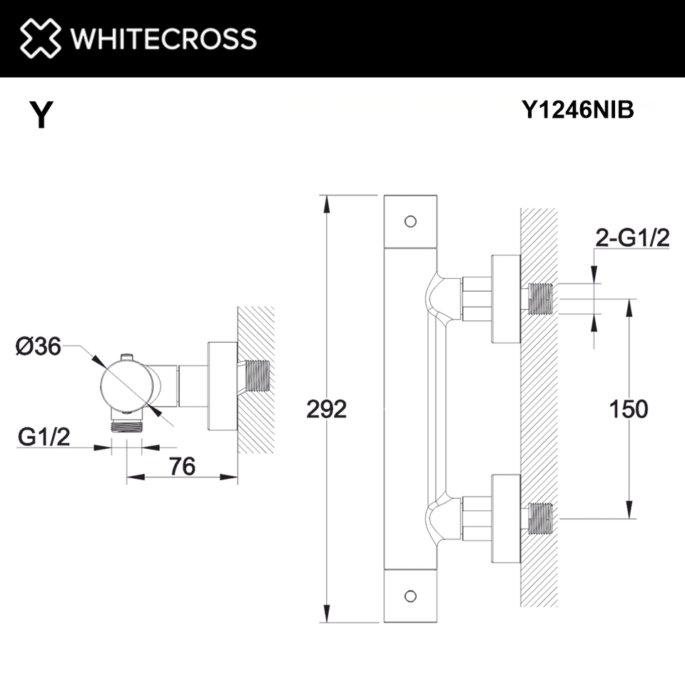 Фото №3  Смеситель термостатический для душа WHITECROSS Y Y1246NIB (брашированный никель)