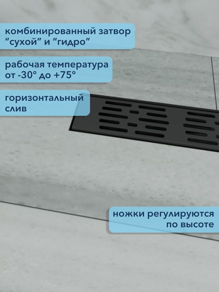 Фото №4  Watersense Jessie 10х40 c решеткой черный