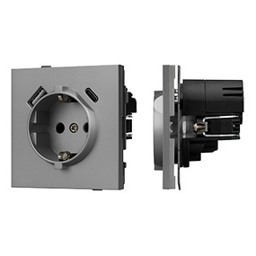 Фото Arlight Механизм розетки с USB зарядкой SCT-TENDO-MUAC-PL-GR (230V, 16A) ( Графитовый)