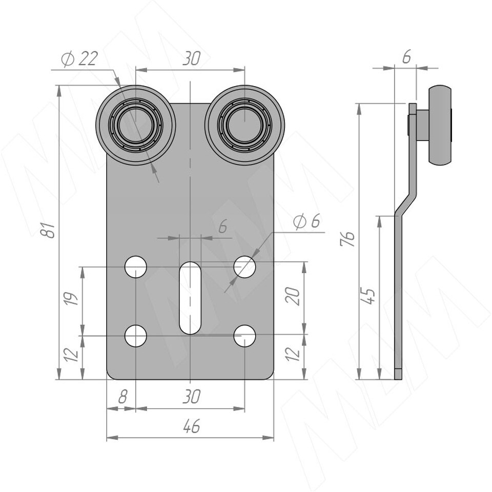 Фото №3  PULSE Верхний ролик  "S" для двери до 50 кг (2214 KOP-S/50N)