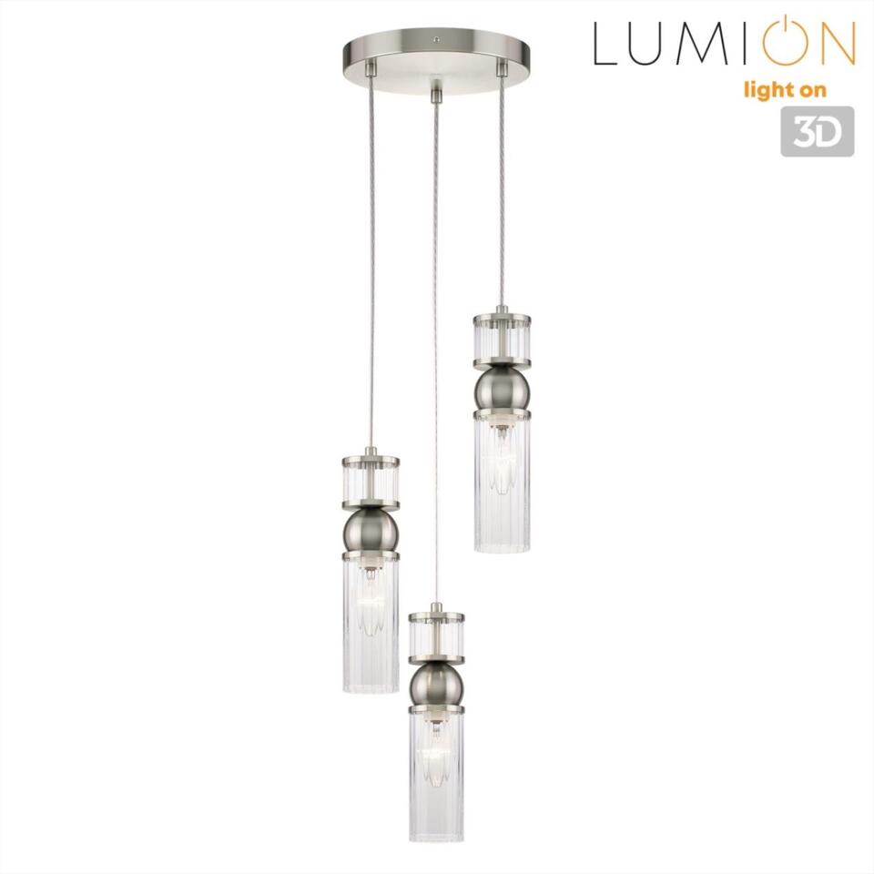 Фото №8  Подвесной светильник LUMION 8277/3A MODERNI LN26 163 сатин никель/прозрачный, металл/стекло Подвес Е14 3*40W 220V DENVER