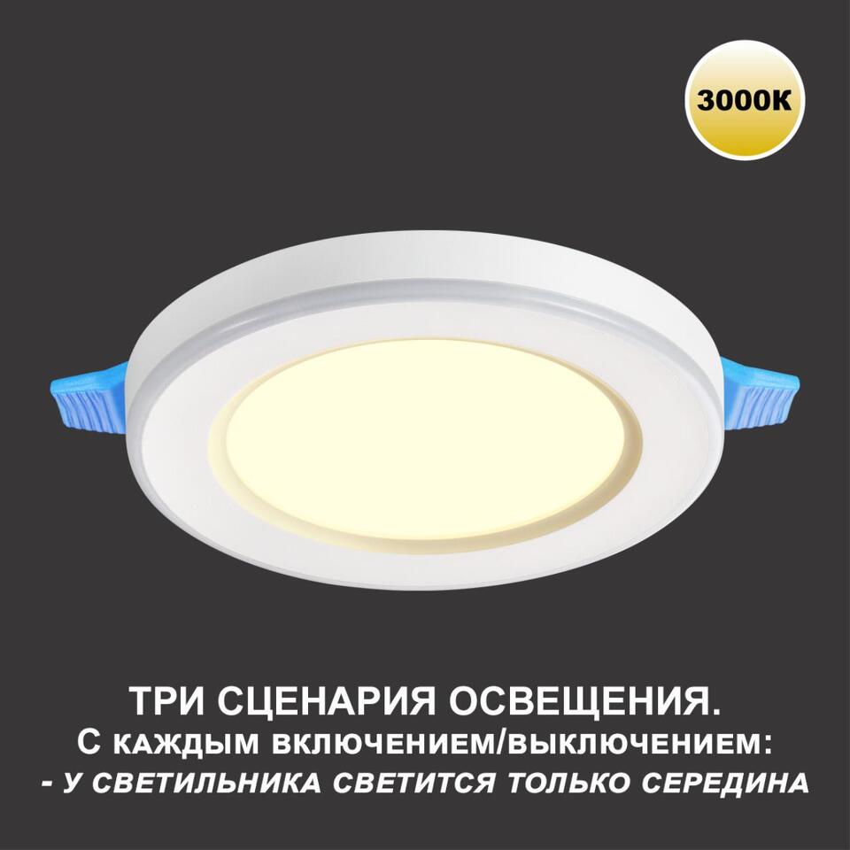 Фото №8  NOVOTECH 359022 SPOT NT23 499 белый Светильник встраиваемый светодиодный (три сценария работы) IP20 LED 3000К 18W+6W 100-265V 1680Лм SPAN