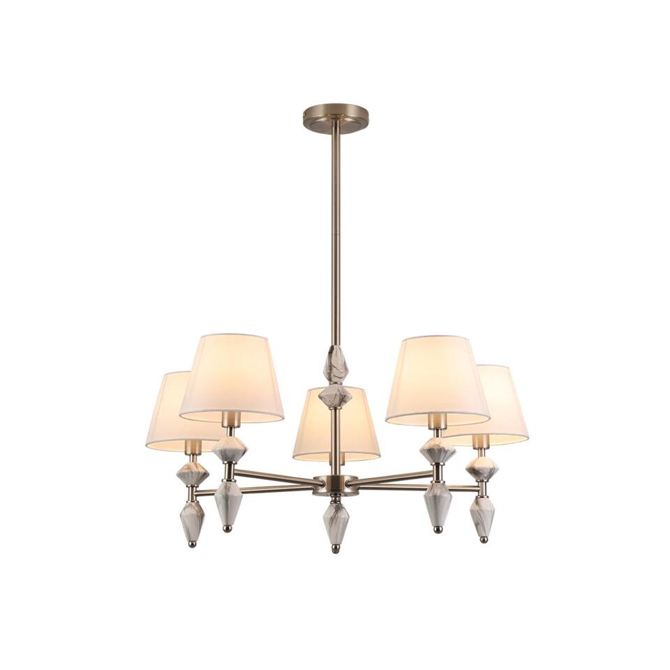 Фото №8  Люстра LUMION 8274/5 CLASSI LN26 044 никель/белый/серый, металл/керамика/ткань Люстра Е14 5*40W 220V VERMONT