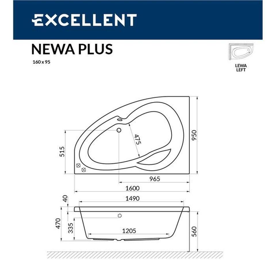 Фото №9  Ванна EXCELLENT Newa 160x95 (левая) "NANO" (хром)