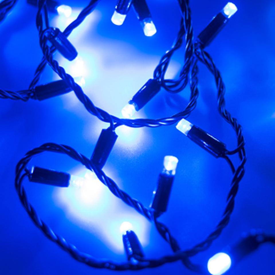 Фото №1  Ardecoled Светодиодная гирлянда ARD-STRING-CLASSIC-10000-BLACK-100LED-FLASH BLUE (230V, 7W) ( IP65)