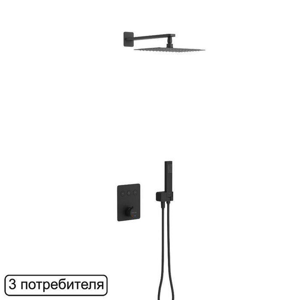 Фото №5  EXCELLENT Термостатическая душевая система скрытого монтажа Krotos AREX.SET.8046BL (черный мат)