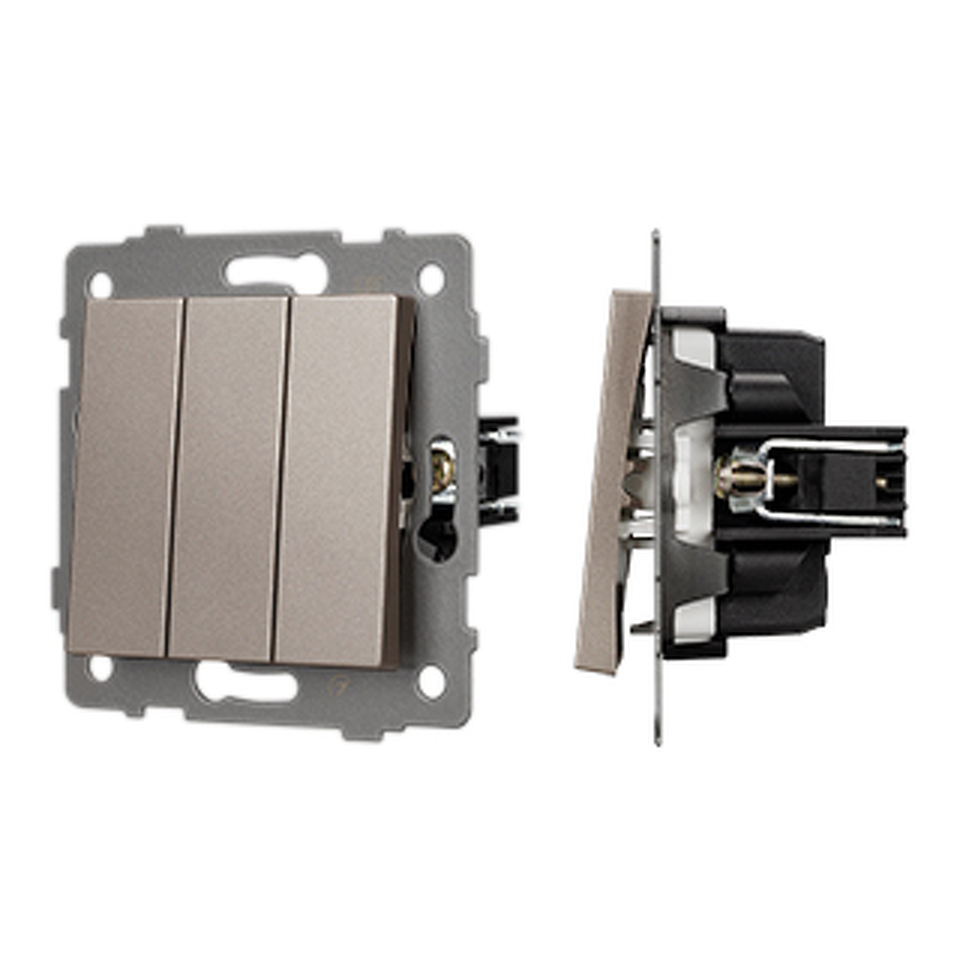 Фото №1  Arlight Механизм выключателя трехклавишный непроходной SWT-MK03-PL-GD-V (250V, 10A) ( -)