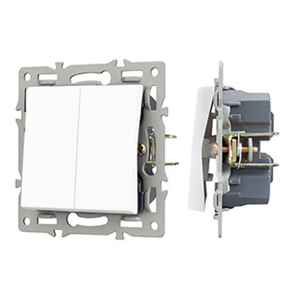 Фото №1  Arlight Механизм выключателя двухклавишный непроходной SWT-MK02-PL-WH (250V, 16A) ( -)