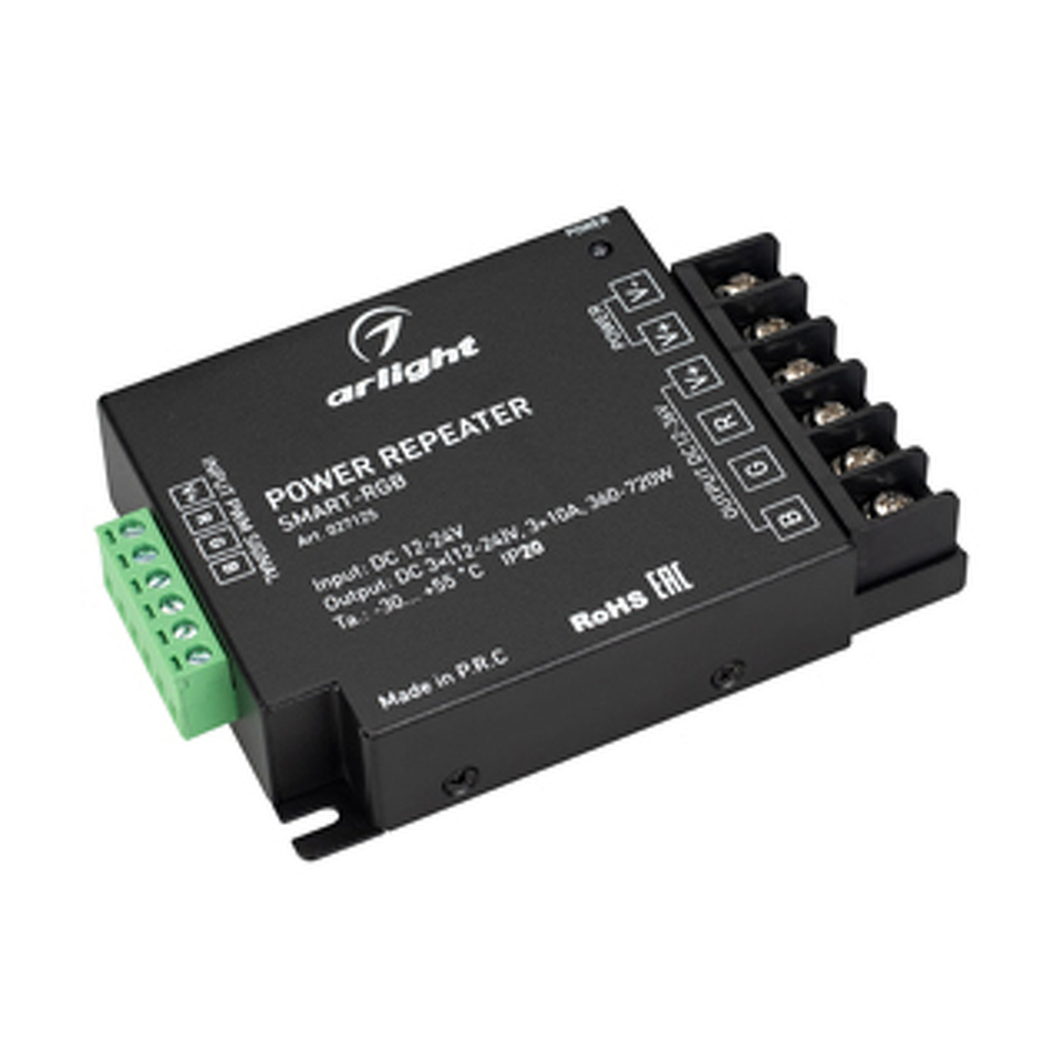 Фото №1  Arlight Усилитель SMART-RGB (12-24V, 3x10A) ( IP20 Металл, 5 лет)