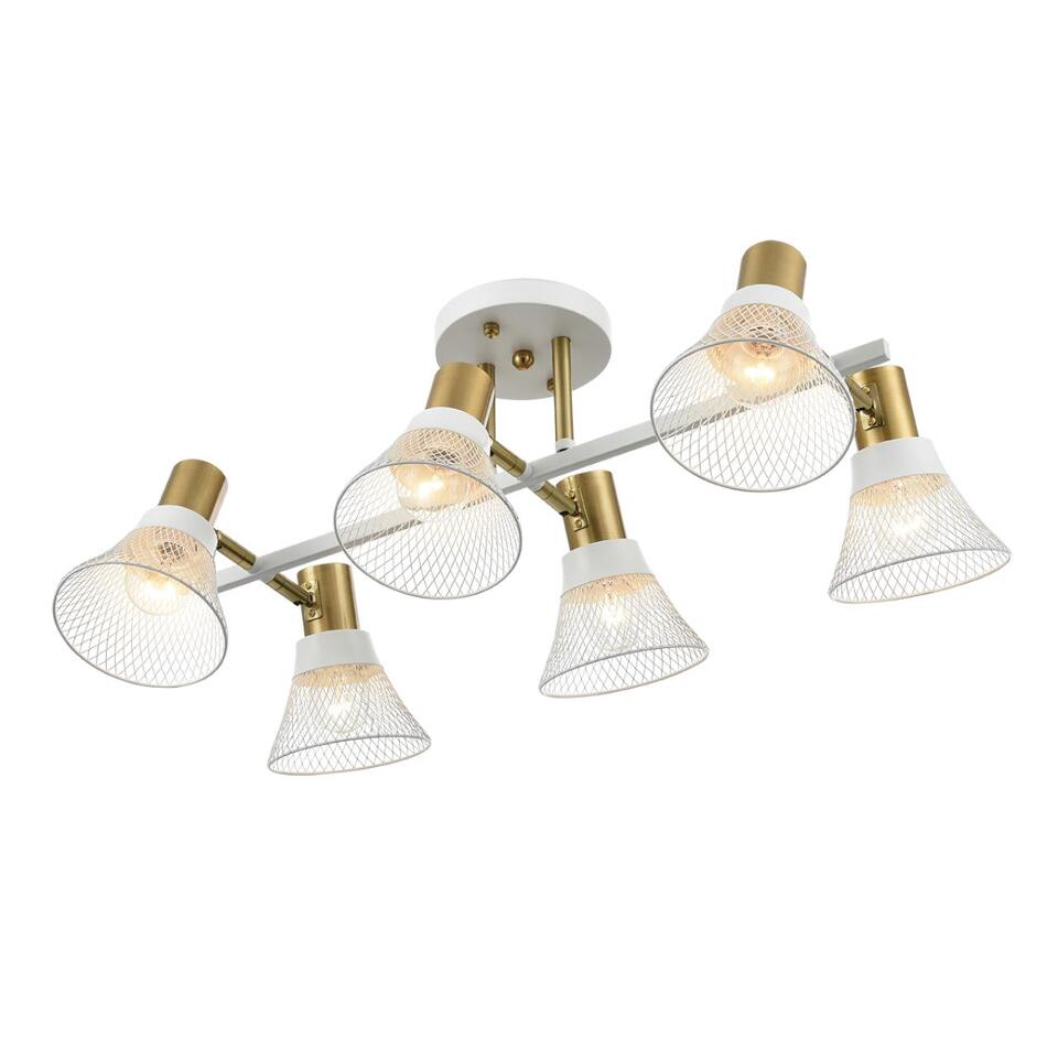 Фото №7  Люстра LUMION 8045/6C MODERNI LN26 220 белый, латунь/белый металл/металл Люстра потолочная Е14 6*40W 220V ANRIYA