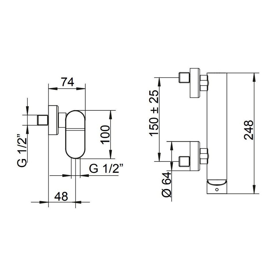Фото №2  822015XX Palazzani 3-tre настенный смеситель для ванны и душа Розовое золото полир., PVD 85