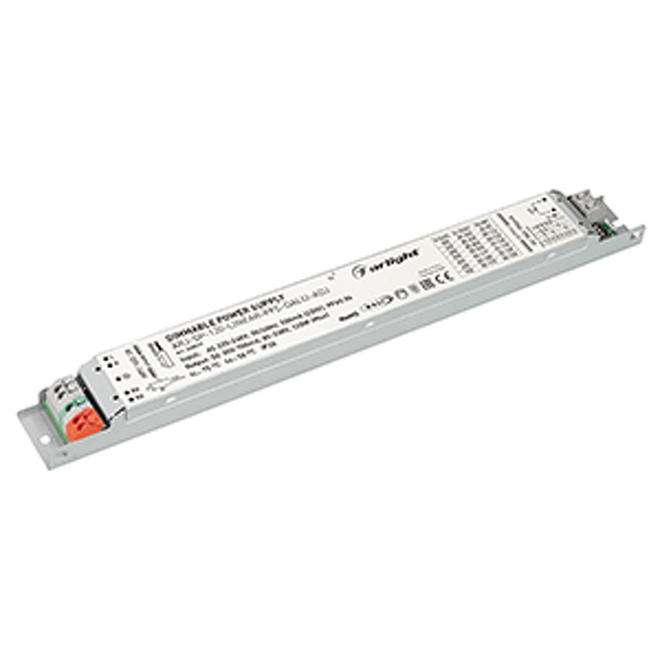 Фото №1  Arlight Блок питания ARJ-SP-120-LINEAR-PFC-DALI2-ADJ (120W, 80-330V, 0.3-0.7A) ( IP20 Металл, 5 лет)
