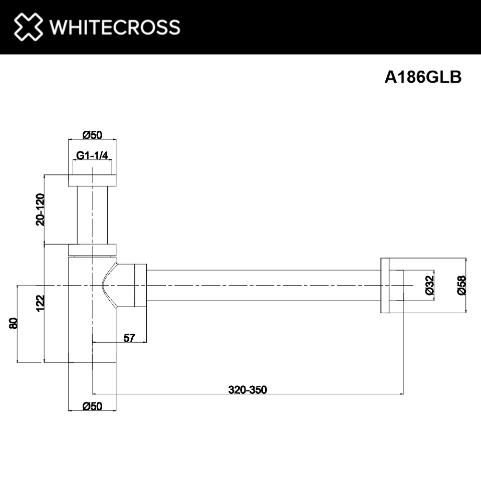 Фото №2  Сифон для умывальника декоративный WHITECROSS A186GLB (брашированное золото)