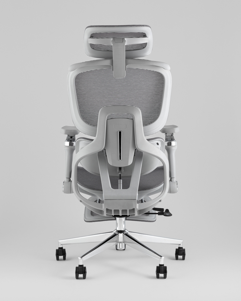 Фото №9  Кресло офисное TopChairs Prodigy с оттоманкой серый