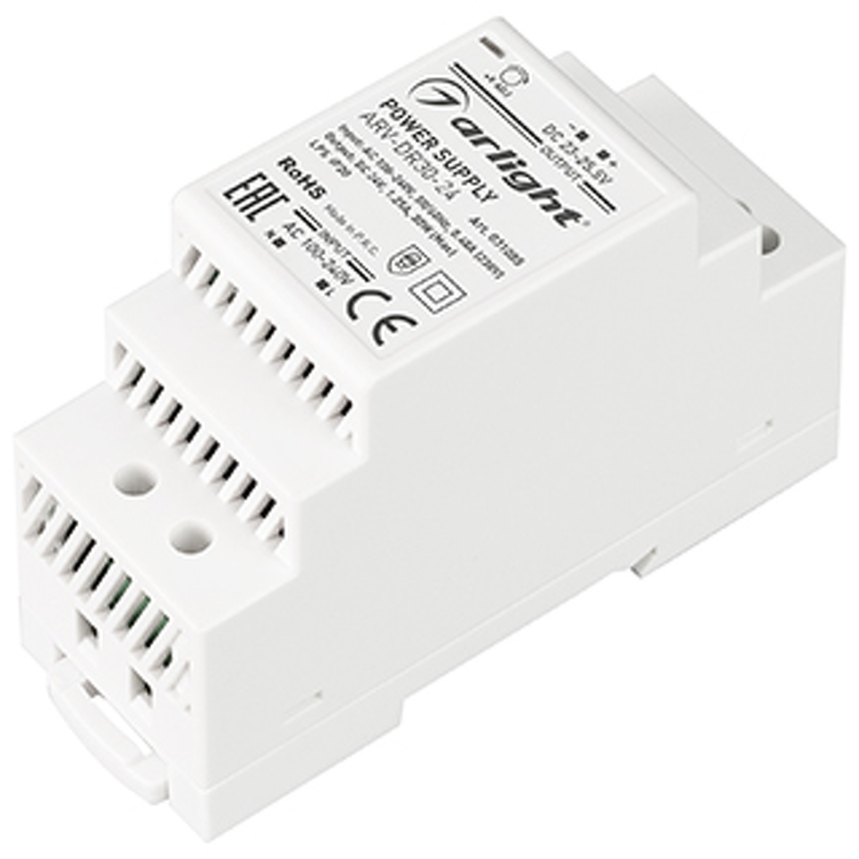 Фото №1  Arlight Блок питания ARV-DR30-24 (24V, 1.25A, 30W) ( IP20 DIN-рейка)