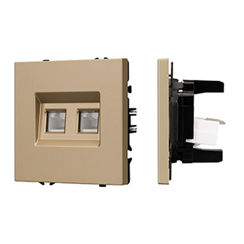 Фото №1  Розетка Arlight Механизм сдвоенной компьютерной розетки SCT-NOBE-MPC2-SFPL-GD (RJ-45, CAT6) ( Золотой песок)