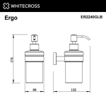 Превью фото №2  Дозатор для жидкого мыла подвесной WHITECROSS Ergo ER2240GLB (брашированное золото)