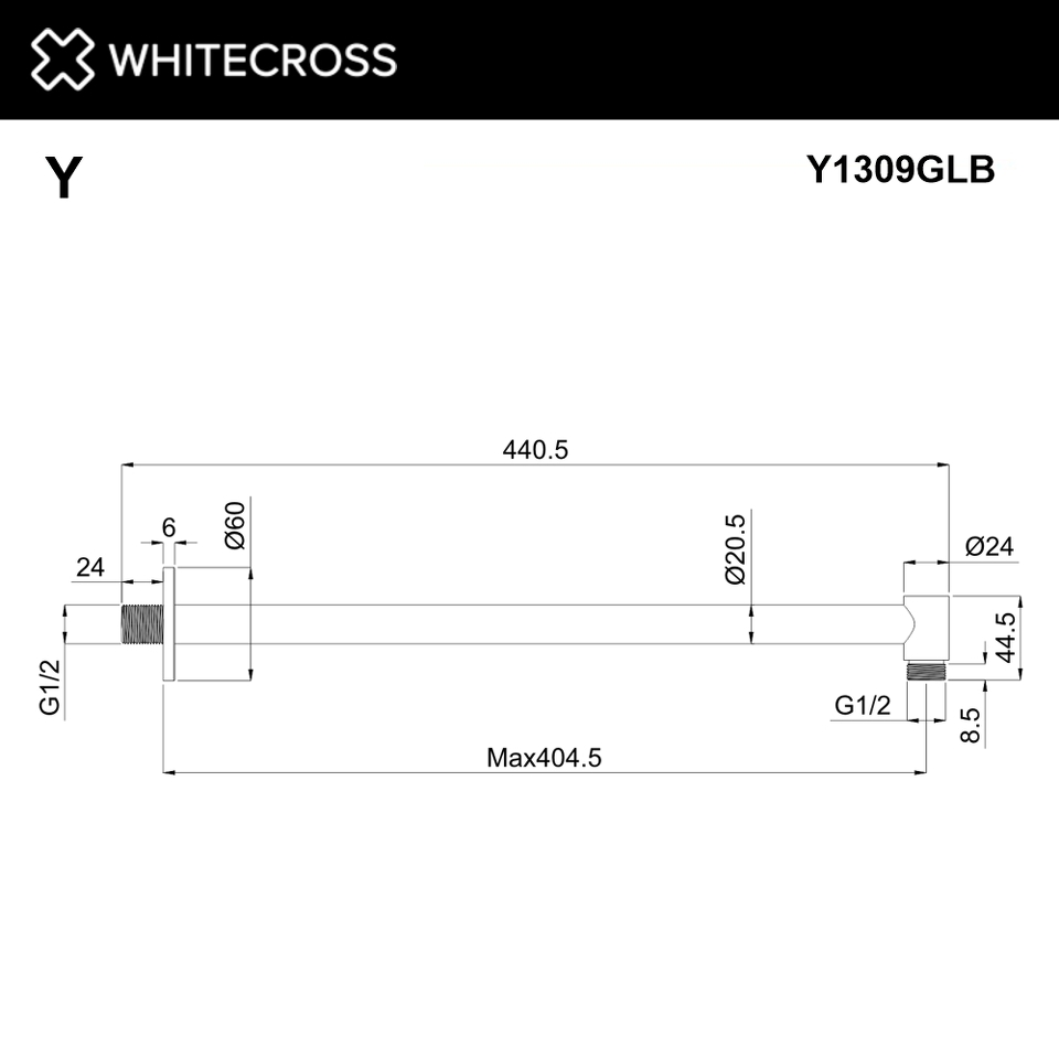 Фото №2  Кронштейн душевой настенный WHITECROSS Y1309GLB (брашированное золото)