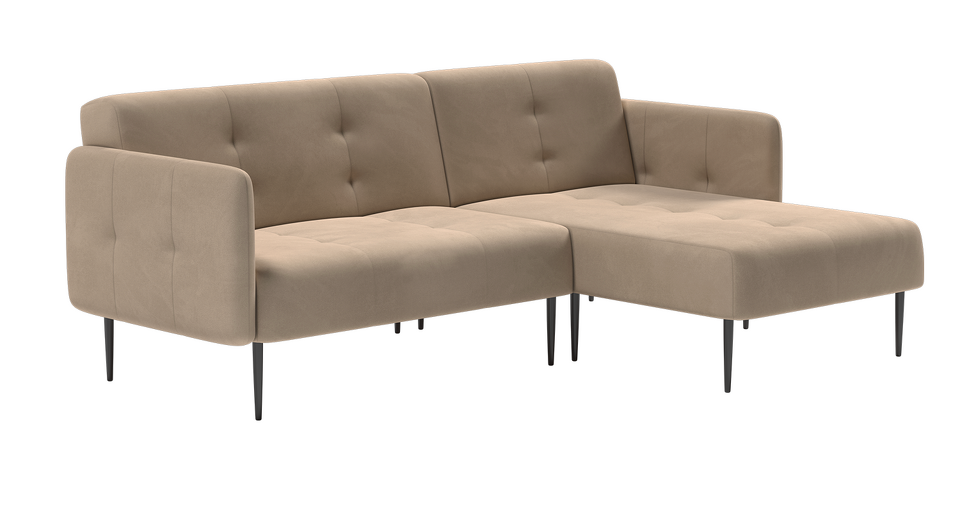 Фото №7  Диван Top concept Монако диван-кровать с шезлонгом, с подлокотниками, бархат бежевый 5