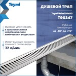 Превью фото №3  Teymi Душевой трап Helmi, с сухим затвором, вертикальный выпуск 10х80 c решеткой, нержавеющая сталь T90347