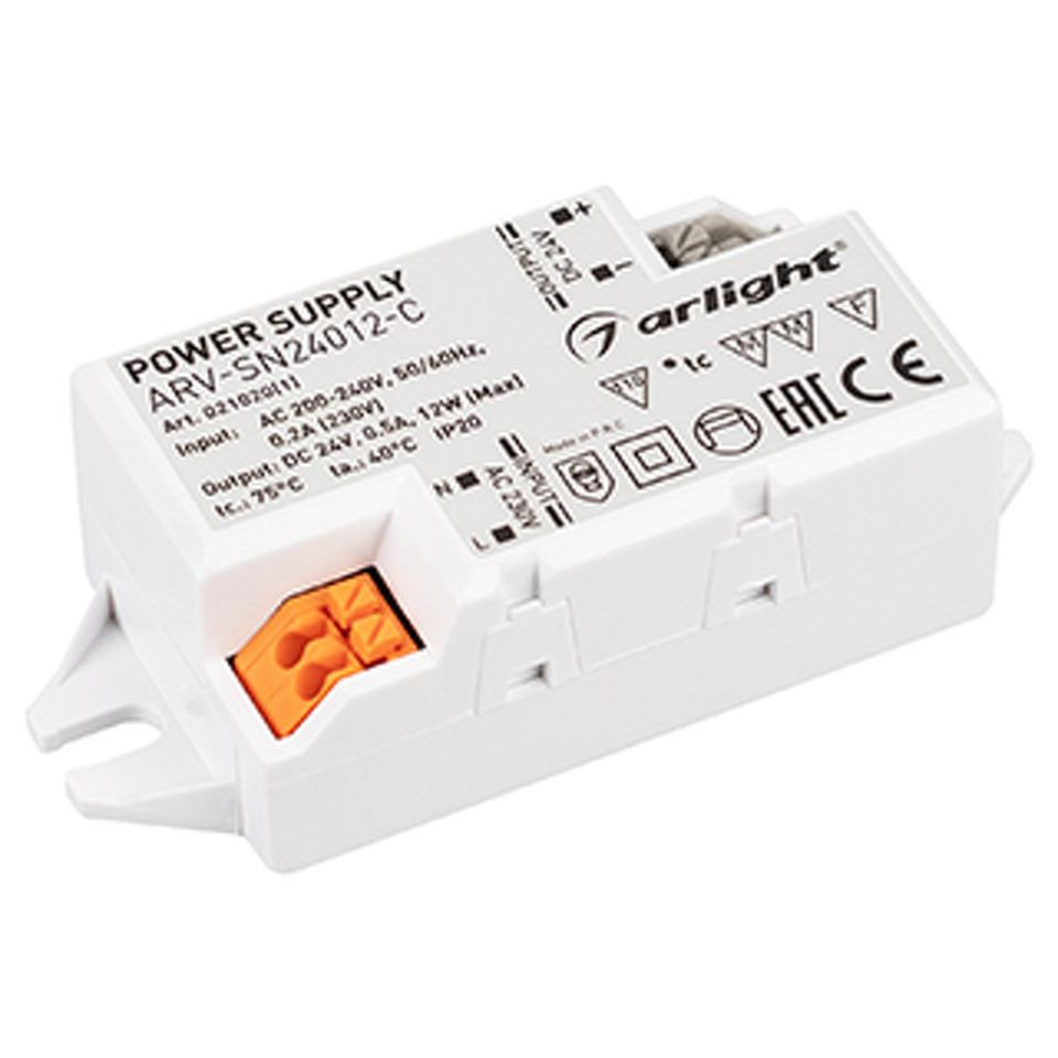 Фото №1  Arlight Блок питания ARV-SN24012-C (24V, 0.5A, 12W) ( IP20 Пластик, 3 года)