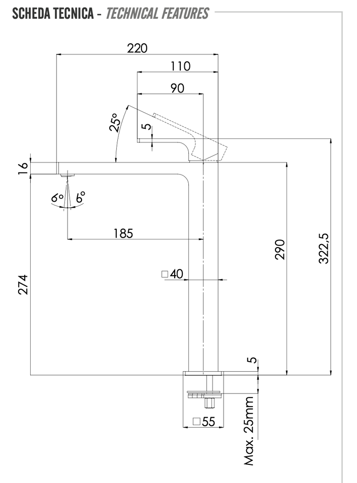 Фото №2  Смеситель для раковины Remer Absolute AU10L