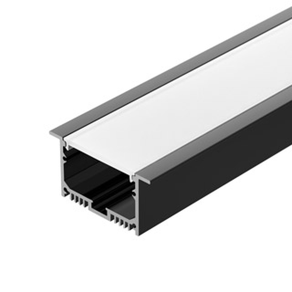 Фото №1  Arlight Профиль с экраном SL-LINIA62-F-2500 BLACK+OPAL ( Алюминий)