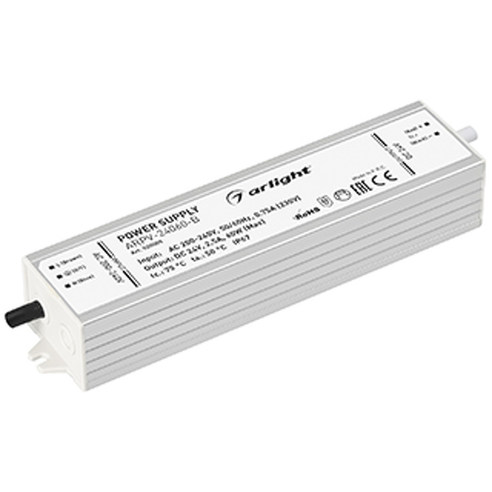 Фото №1  Arlight Блок питания ARPV-24060-B (24V, 2.5A, 60W) ( IP67 Металл, 3 года)