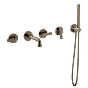 Фото 791401XX Palazzani Industrial Gas внешняя часть встроенного комплекта для ванны и душа Никель тёмный шлиф., PVD 82