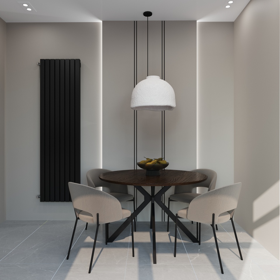 Фото №3  Радиатор Warmmet Power 60V длина 1250 мм секций 4 цвет черный тип подключения: нижнее левое