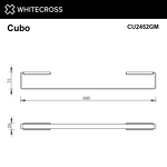 Превью фото №2  Полотенцедержатель 600 мм. WHITECROSS Cubo CU2452GM (оружейная сталь)