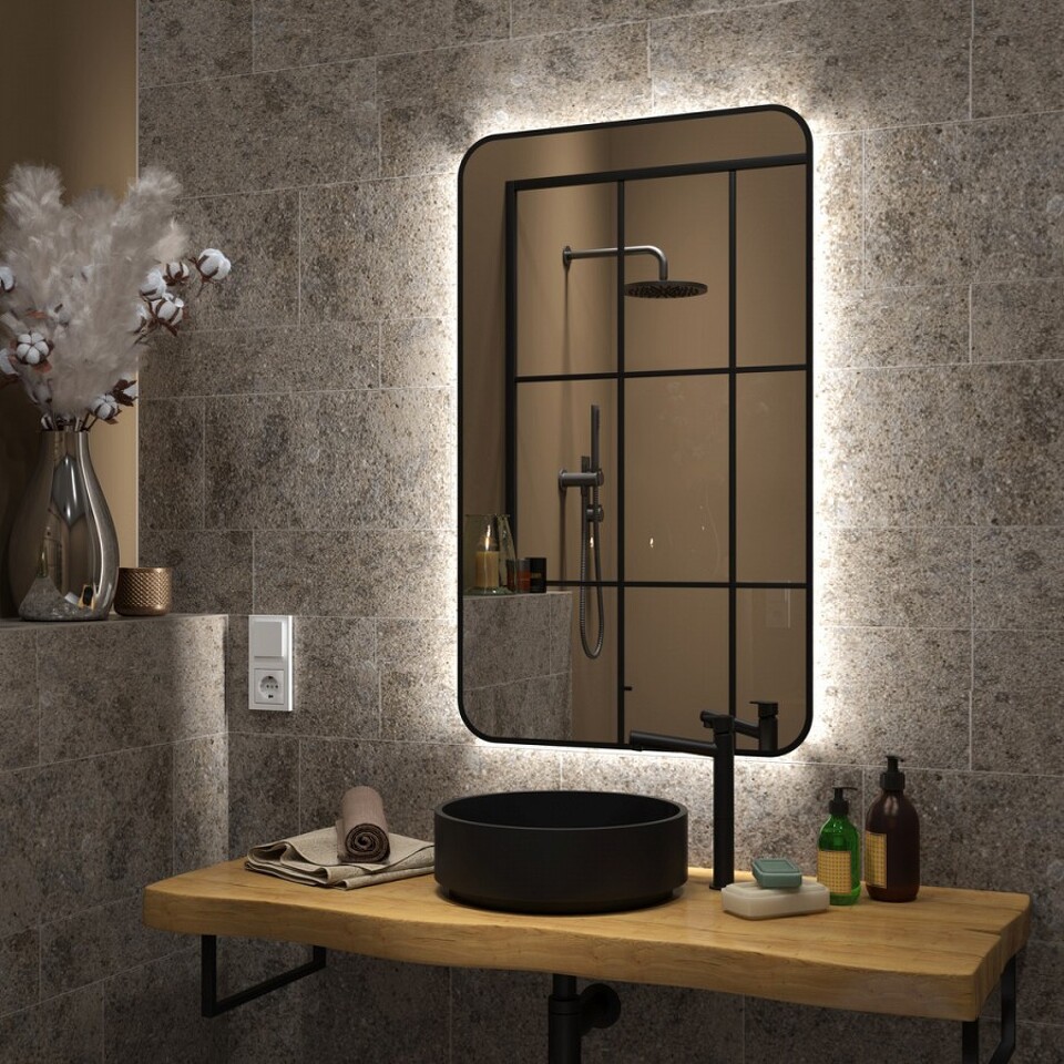 Фото №15  Teymi Зеркало Solli Black Soft Line 60x100, LED подсветка, сенсор на взмах T20234S