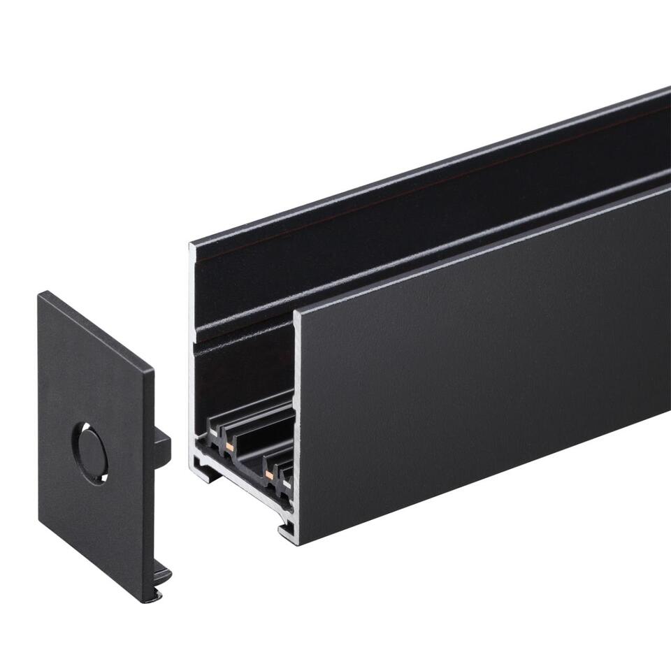 Фото №8  NOVOTECH 135300 PORT NT25 200 черный Шинопровод накладной/подвесной в комплекте заглушки 2шт, крышка и соединит. планка, 2м IP20 90-240V VECTOR