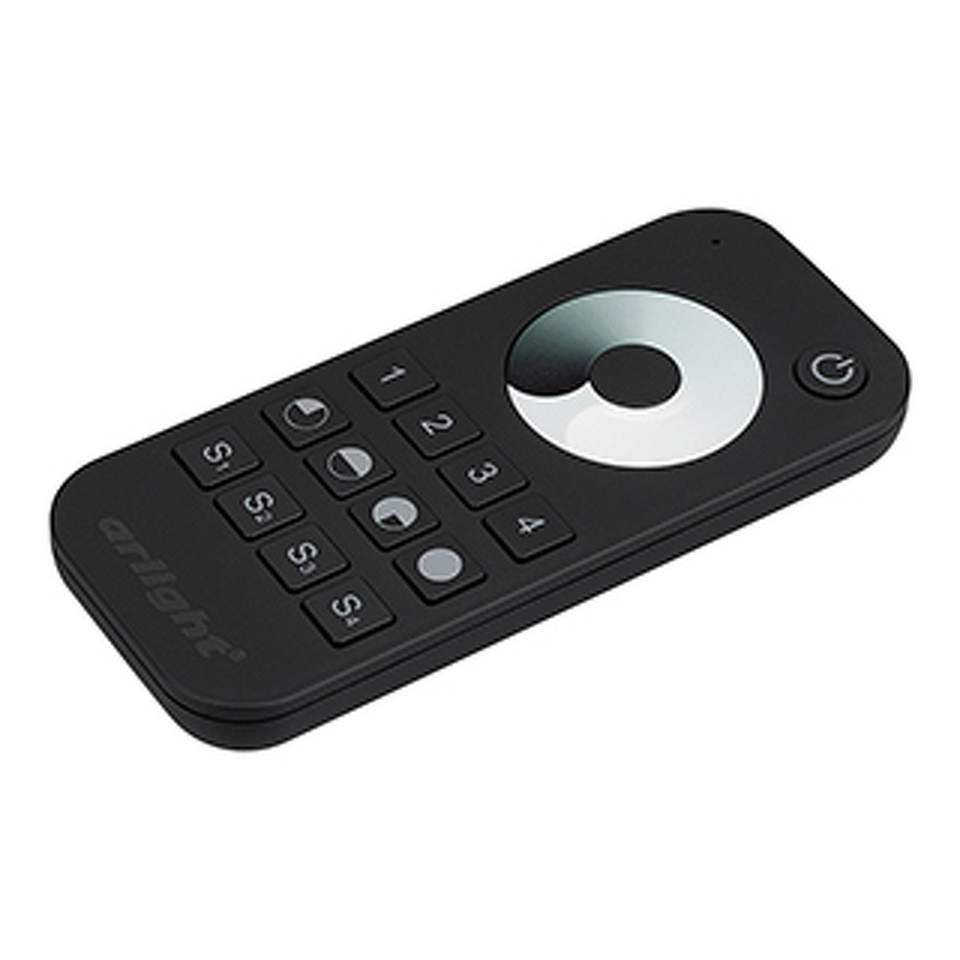 Фото №1  Arlight Пульт SMART-R24-DIM Black (4 зоны, 2.4G) ( IP20 Пластик, 5 лет)