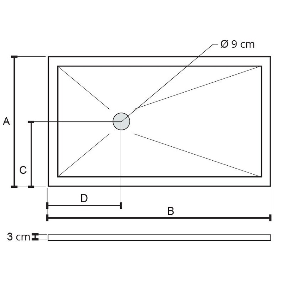 Фото №6  JO814 Althea душевой поддон 80х140, 3 см  Матовое железо Plus-Ton®