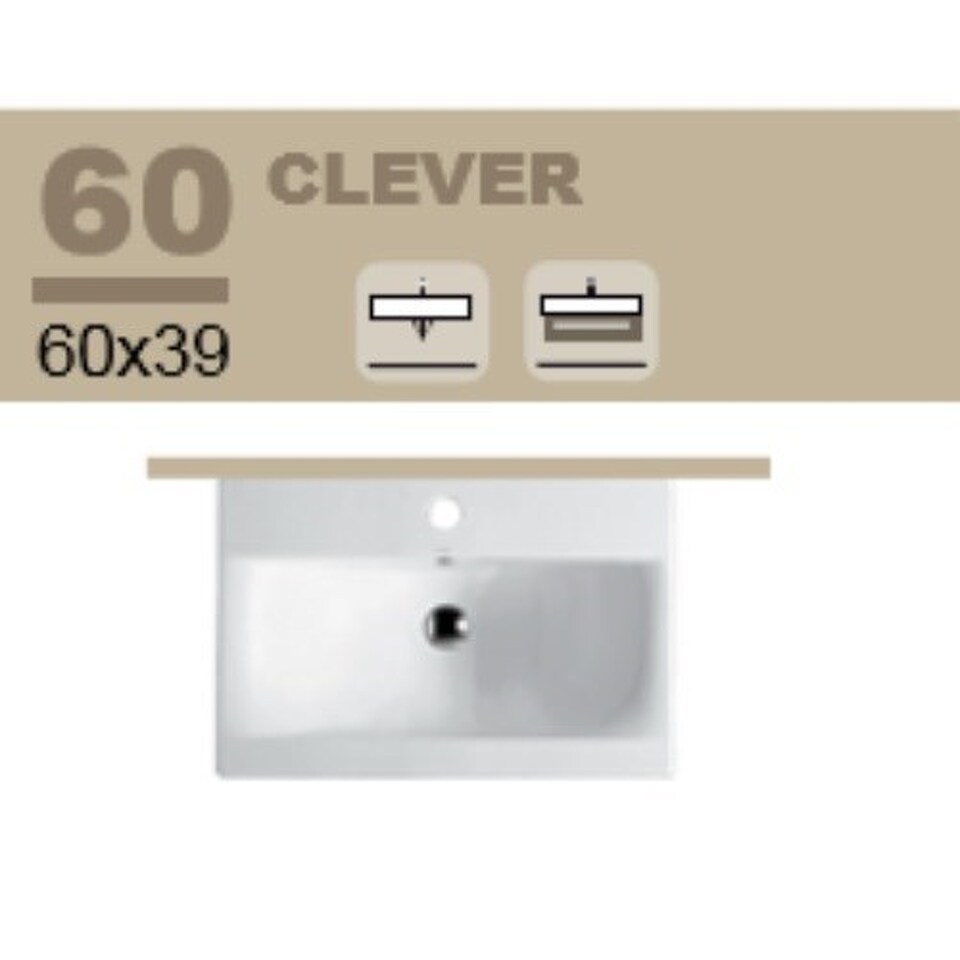 Фото №7  Раковина 30383 Althea Clever подвесная раковина 60x39 см.  Белый глянец