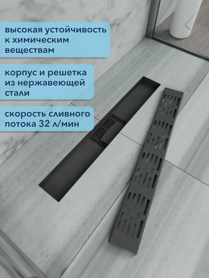 Фото №4  Watersense Jessie 10х50 c решеткой черный