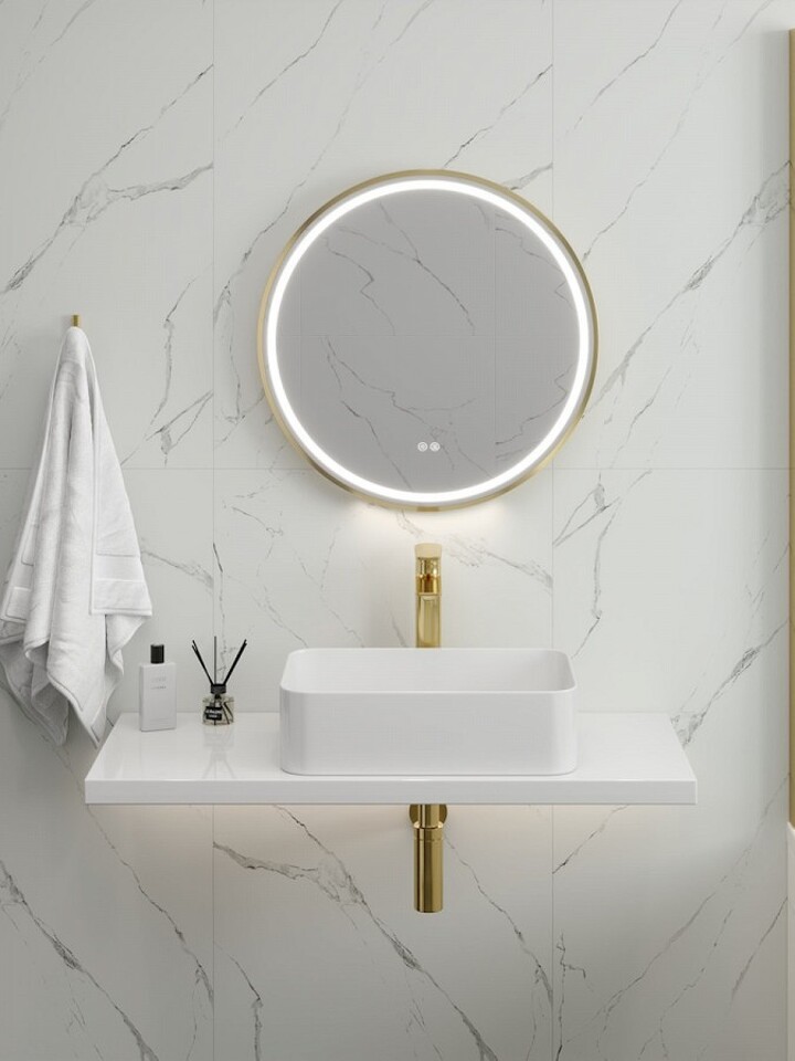 Фото №32  Teymi Зеркало Lina Supernova Gold D60, LED подсветка, сенсор, антипар T20121