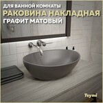 Превью фото №1  Раковина Teymi Раковина Lori 40 накладная, Графит Матовая T50493