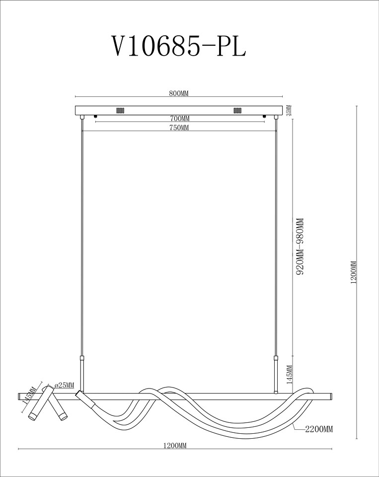 Фото №6  Подвесной светильник Светильник подвесной светодиодный Moderli V10685-PL True