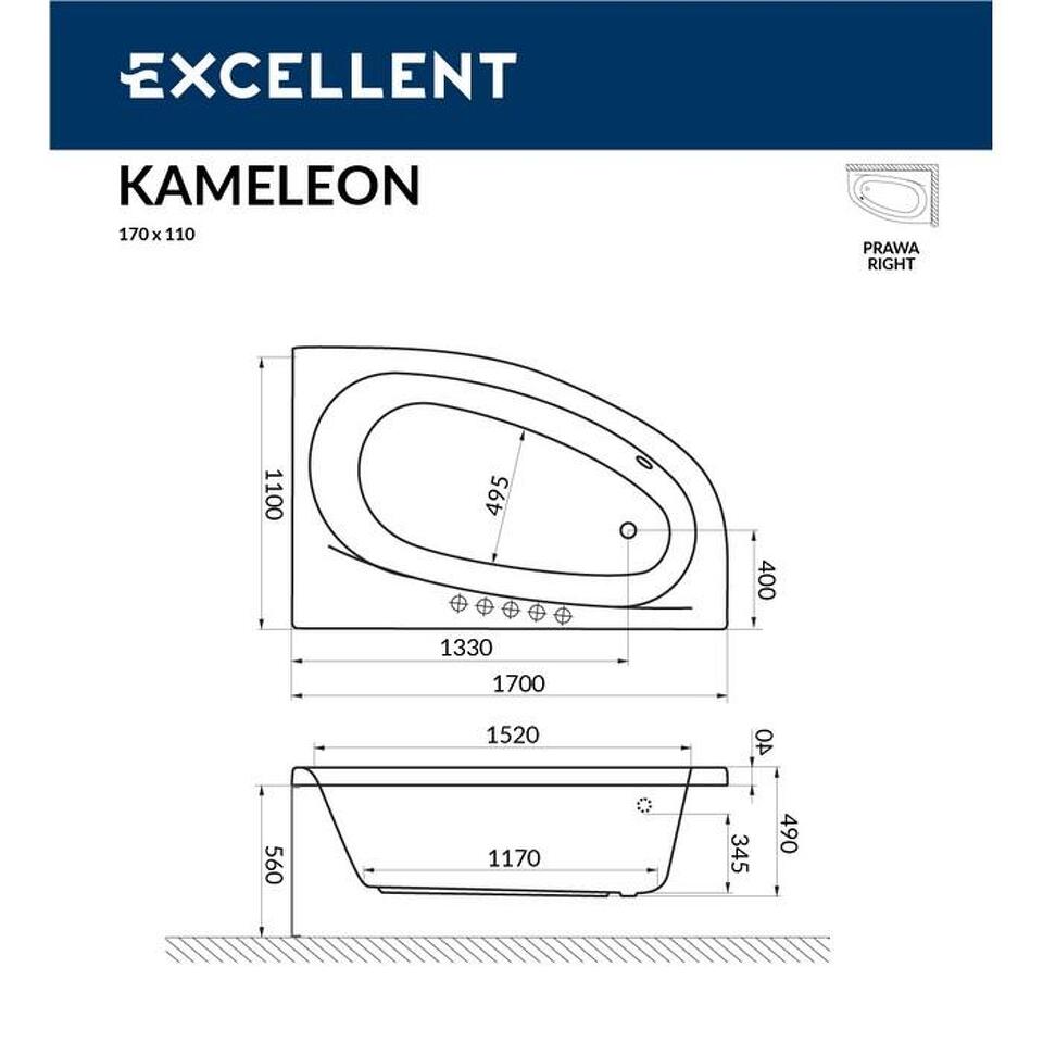 Фото №7  EXCELLENT Ванна Kameleon 170x110 (правая) "SOFT" (бронза)