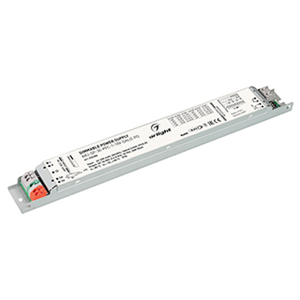 Фото №1  Arlight Блок питания ARJ-SP-30-PFC-1-10V-DALI2-PD (30W, 18-90V, 0.2-0.55A) ( IP20 Металл, 5 лет)